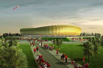 Макет стадиона «Балтика» в Калининграде, который будет построен к чемпионату мира по футболу 2018 года