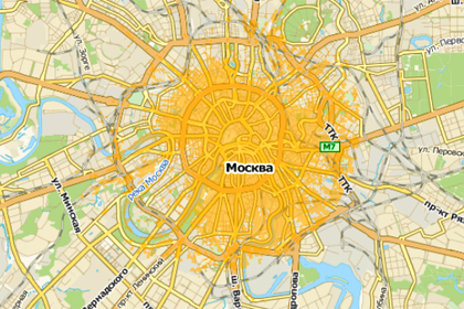 Карта покрытия 4G «Билайна»в Москве