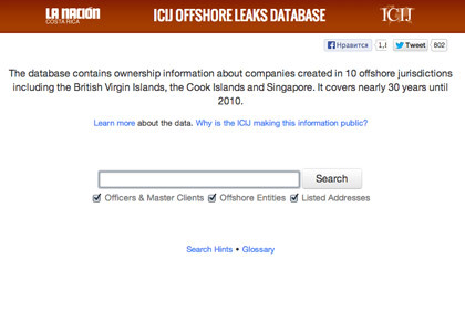 Скриншот offshoreleaks.icij.org