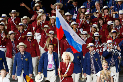 Сборная России на открытии Олимпийских игр в Лондоне 2012 год