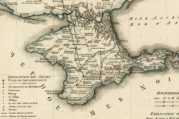 Крым на карте Таврической губернии 1822 года