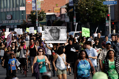Протестующие в Лос-Анджелесе