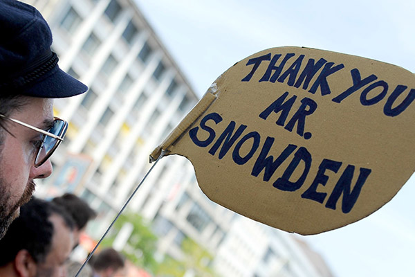 Акция в поддержку Эдварда Сноудена в Ганновере