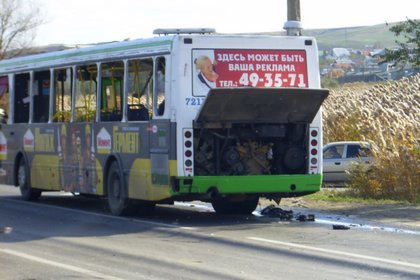 Взорванный в Волгограде автобус. 