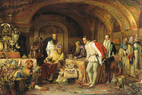 Картина Александра Литовченко «Иван Грозный показывает сокровища английскому послу Горсею», 1875 год