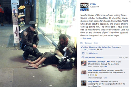 Скриншот официальной страницы Полицейского управления Нью-Йорка в Facebook
