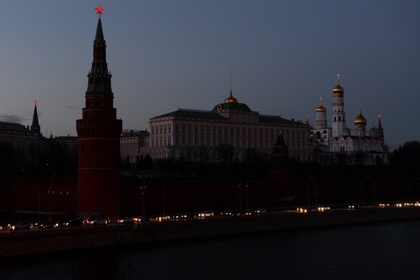Кремль во время «Часа Земли» 29 марта 2014 года. 