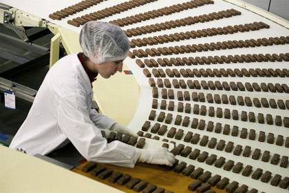 Производство конфет на кондитерской фабрике «Россия» в Самаре