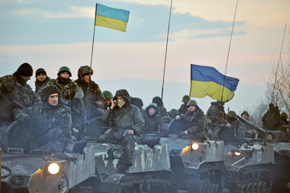 Военные подразделения Украины у въезда в город Славянск