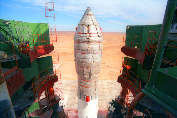 Космодром «Байконур». Стартовая площадка ракетоносителя.