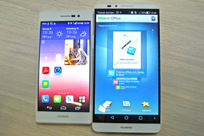 Huawei Ascend Mate7 (справа) в сравнении с Ascend P7