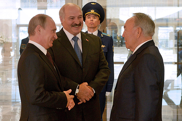 Владимир Путин, Александр Лукашенко и Нурсултан Назарбаев, 26 августа 2014 года