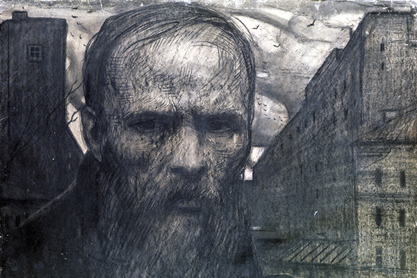Репродукция картины художника Ильи Глазунова «Достоевский», 1962 год