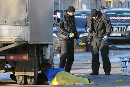 На месте теракта в Харькове 22 февраля 2015 года 