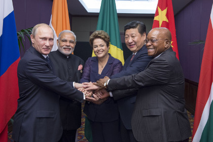 Владимир Путин, премьер Индии Нарендра Моди, президент Бразилии Дилма Русеф, председатель КНР Си Цзиньпин, президент ЮАР Джейкоб Зума