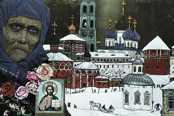 Репродукция картины «Загорск» (1968 год) работы художника Ильи Глазунова
