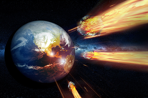 Падение астероидов на Землю (в представлении художника)