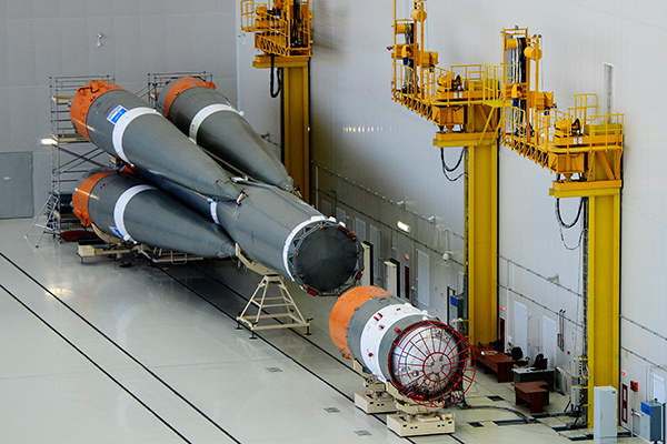 Ракета-носитель «Союз-2.1а» в монтажно-испытательном корпусе на территории технического комплекса космодрома Восточный