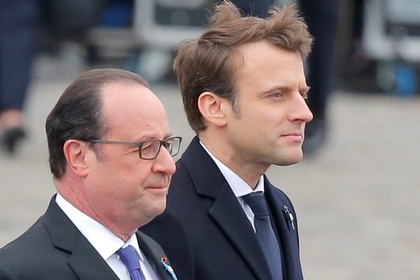 Бывший президент Франции Франсуа Олланд и вновь избранный Эммануэль Макрон