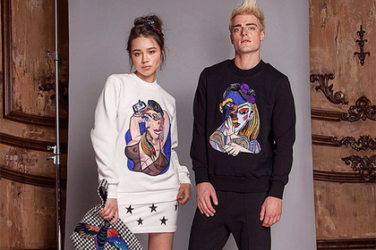 Катя Добрякова украсила одежду портретом Ким Кардашьян в манере Пикассо