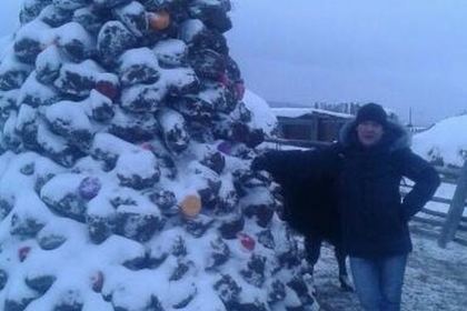 В Якутии слепили новогоднюю елку из навоза