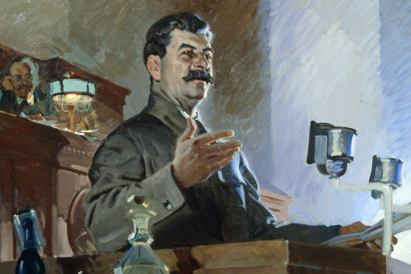 Картина Василия Сварога «Доклад В.И.Сталина о принятии Конституции 1936 года», 1938 год