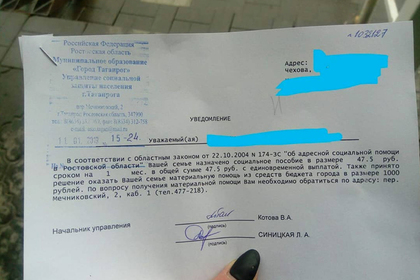 Чиновники оправдались за пособие в 47,5 рубля для многодетной матери