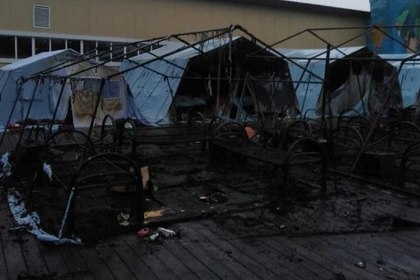 Появилось фото сгоревшего палаточного лагеря для детей под Хабаровском