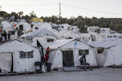 Лагерь беженцев на острове Лесбос в Греции