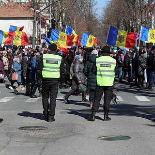 Митингующие в Молдавии подняли флаг «Азова»