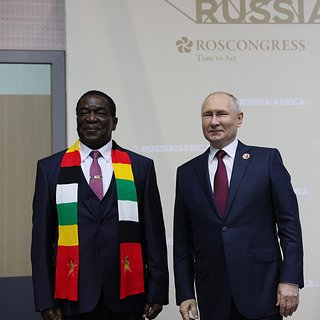 Главу Зимбабве заметили на встрече с Путиным с необычным аксессуаром