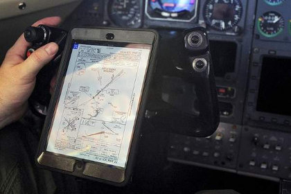 iPad Mini на штурвале C-21A