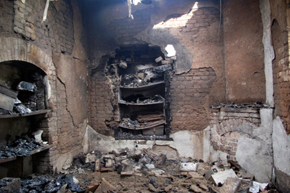 одна из сгоревших комнат тюрьмы