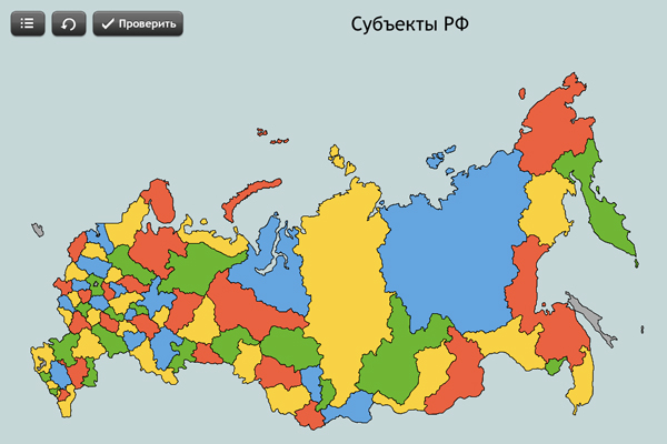 Карта России, раскрашенная в четыре цвета