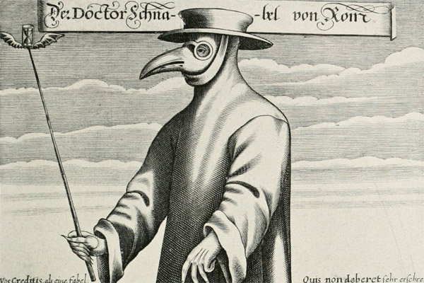 Чумной доктор. Фрагмент гравюры Поля Фюрста, 1656 год