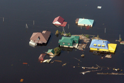 Пострадавшее от наводнения село в Амурской области