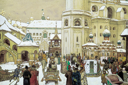 Фрагмент картины Васнецова «Площадь Ивана Великого в Кремле. XVII век», 1903 год