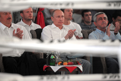 Ильхам Алиев, Владимир Путин, Серж Саргсян (слева направо)