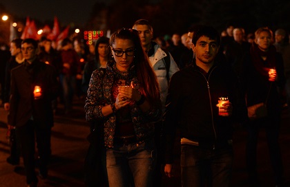 В Москве почтили память погибших в Донецке минутой молчания