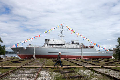 «Александр Обухов» перед церемонией спуска судна на воду