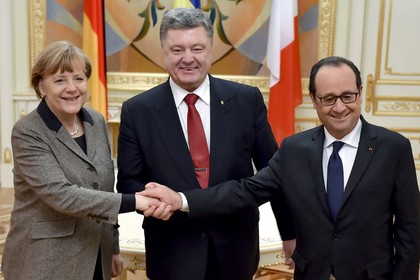 Ангела Меркель, Петр Порошенко и Франсуа Олланд