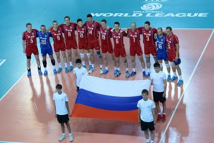 Российские волейболисты в США спели гимн без фонограммы