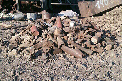 Снаряды на пункте приема металлолома в Чите