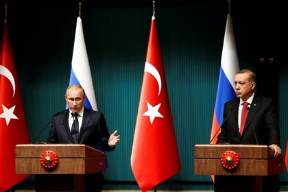 Владимир Путин и Тайип Эрдоган на совместной пресс-конференции в Анкаре 1 декабря 2014 года