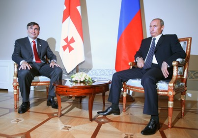Владимир Путин и Михаил Саакашвили в 2007 году