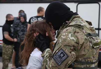 Сбор бойцов батальона «Азов» для отправки из Киева на Донбасс