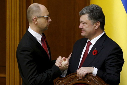 Президент Украины Петр Порошенко и премьер-министр Арсений Яценюк в Верховной Раде