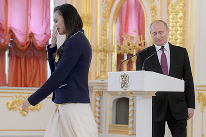 Елена Исинбаева и Владимир Путин 