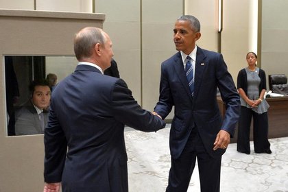 Президенты США и России во время саммита «Группы двадцати» в Ханьчжоу в сентябре 2016 года
