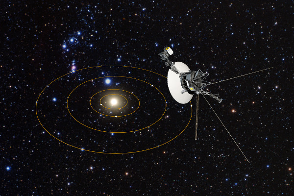 Станция Voyager 1 на удалении от орбит планет (в представлении художника)